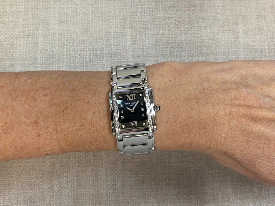 Patek Philippe Twenty~4 Steel & Diamond Forever Black Ladies Watch 24 4910/10A - Image 4 of 4