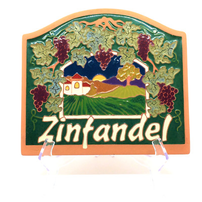 Zinfandel Pottery/Lacquer Plaque 10 X 9 Wine Vineyard Tuscan Vtg byCindy Wallace
