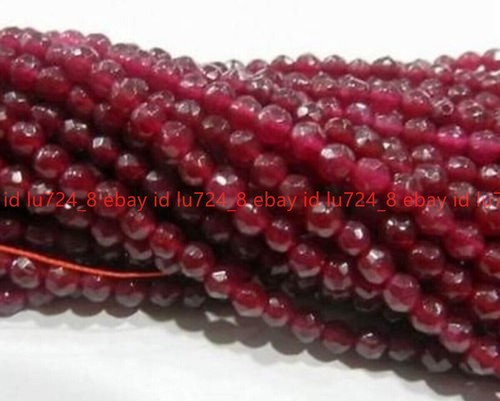 AAA+++ Natural 4mm Faceted Brazil Red Jade Gemstones Loose Beads 15" - Picture 6 of 12