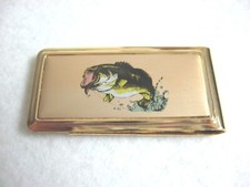 NEW big mouth trout money clip goldtone METAL