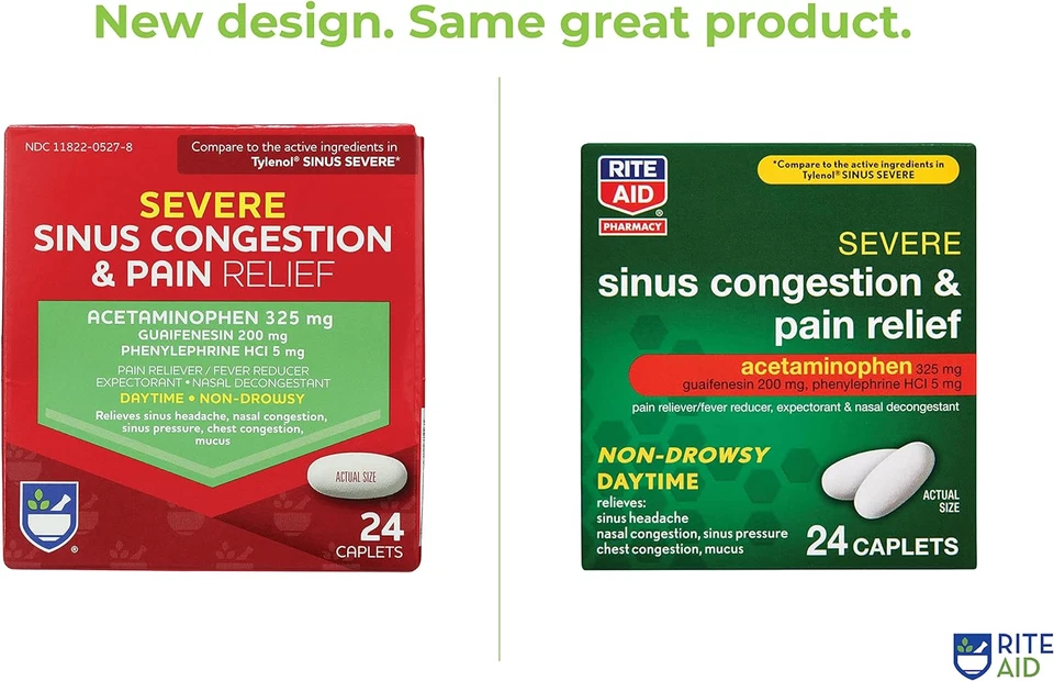 Rite Aid Daytime Severe Sinus Congestion & Pain Relief - Acetaminophen, 325 Mg - - Image 3 of 4