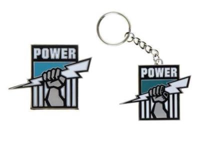 SET OF 2 PORT ADELAIDE POWER AFL TEAM LOGO METAL PIN BADGE & MASCOT KEYRING