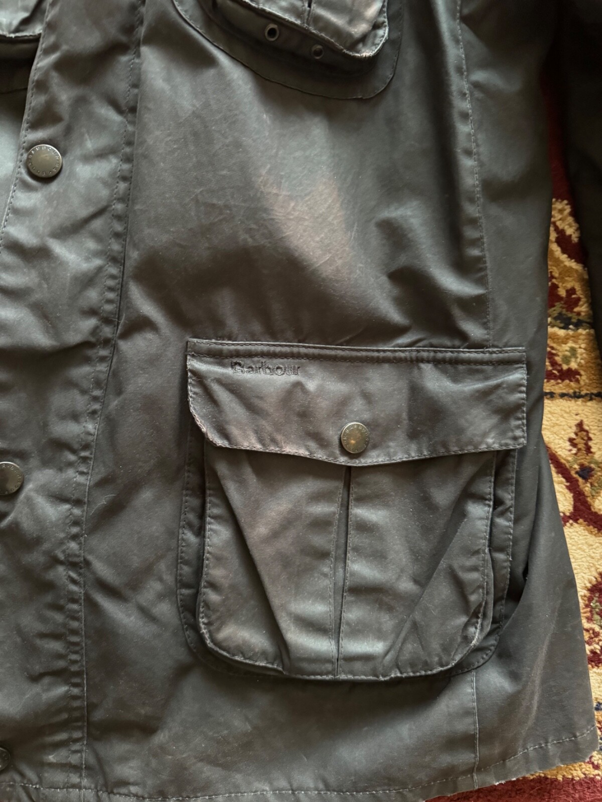 mens barbour wax jacket XXL, biker style eBay