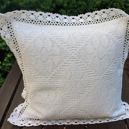 Tischdecke mit Spitze Häkel weiss nostalgie Läufer Kissen Baumwolle/Polyest.999 - Bild 17 von 40