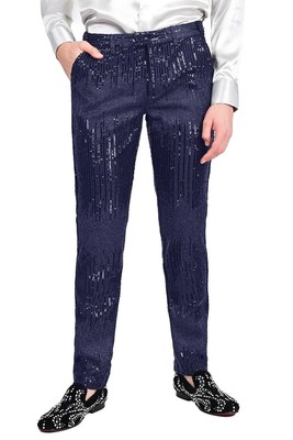 BARABAS Men's Rhinestone Sequin Design Shiny Luxury Pants CP3085