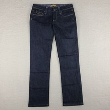 Paige Jeans Womens 27 Blue Straight Leg Flap Pocket Dark Wash Denim HEMMED