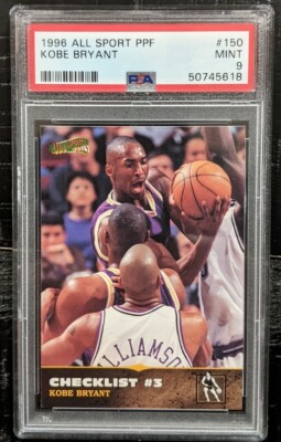 1996 All Sport PPF Kobe Bryant PSA 9 MINT Checklist #150 Rookie RC