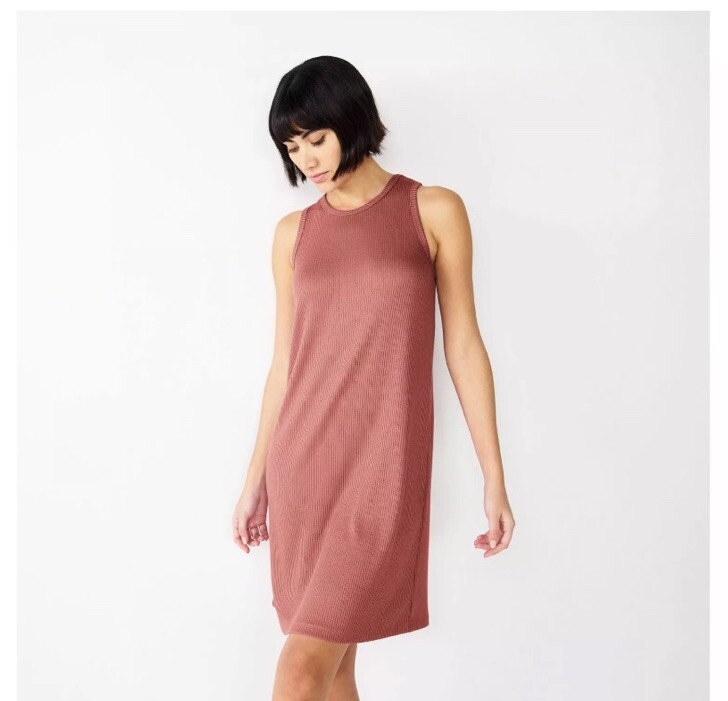 nine west ribbed dress Nine West Womens Rib Sleeveless Racerback Swing Dress Medium Kohls NEW NWT