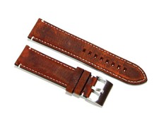 Cinturino orologio pelle kudu antichizzato imbottito ruggine 22mm scamosciato