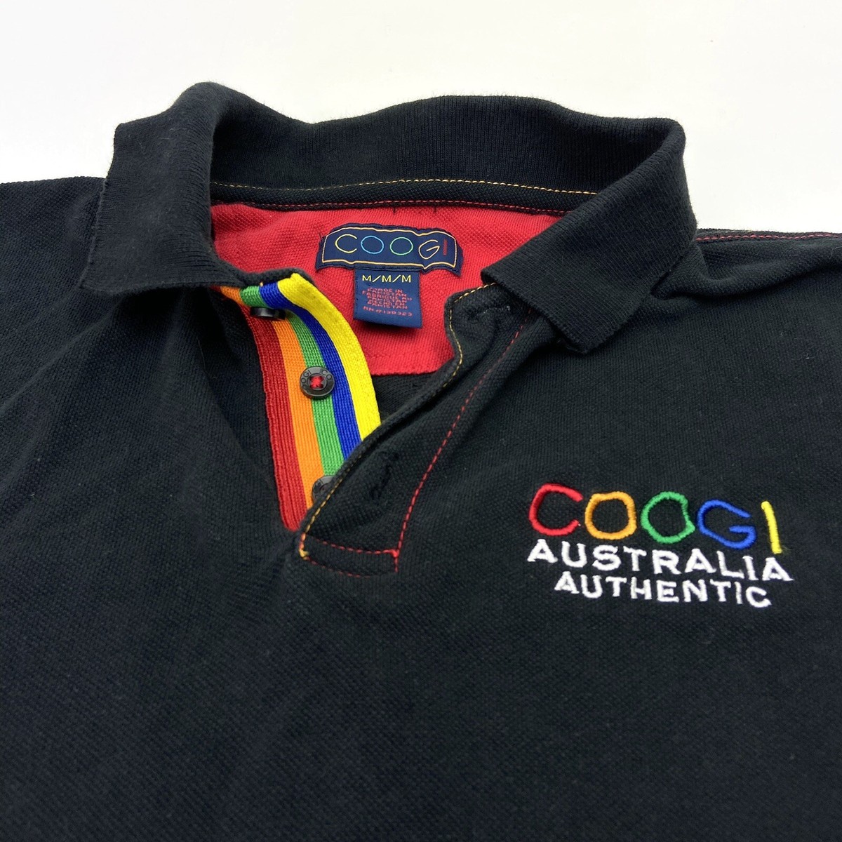 Vintage Coogi Boys Medium Polo Shirt Short Sleeve Black Logo