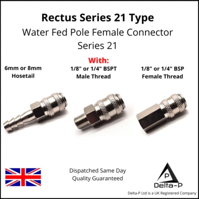 DELTA-P LTD Microbore Series 21 Coupling Window Cleaning Water Fed Pole - BSP or Hosetail