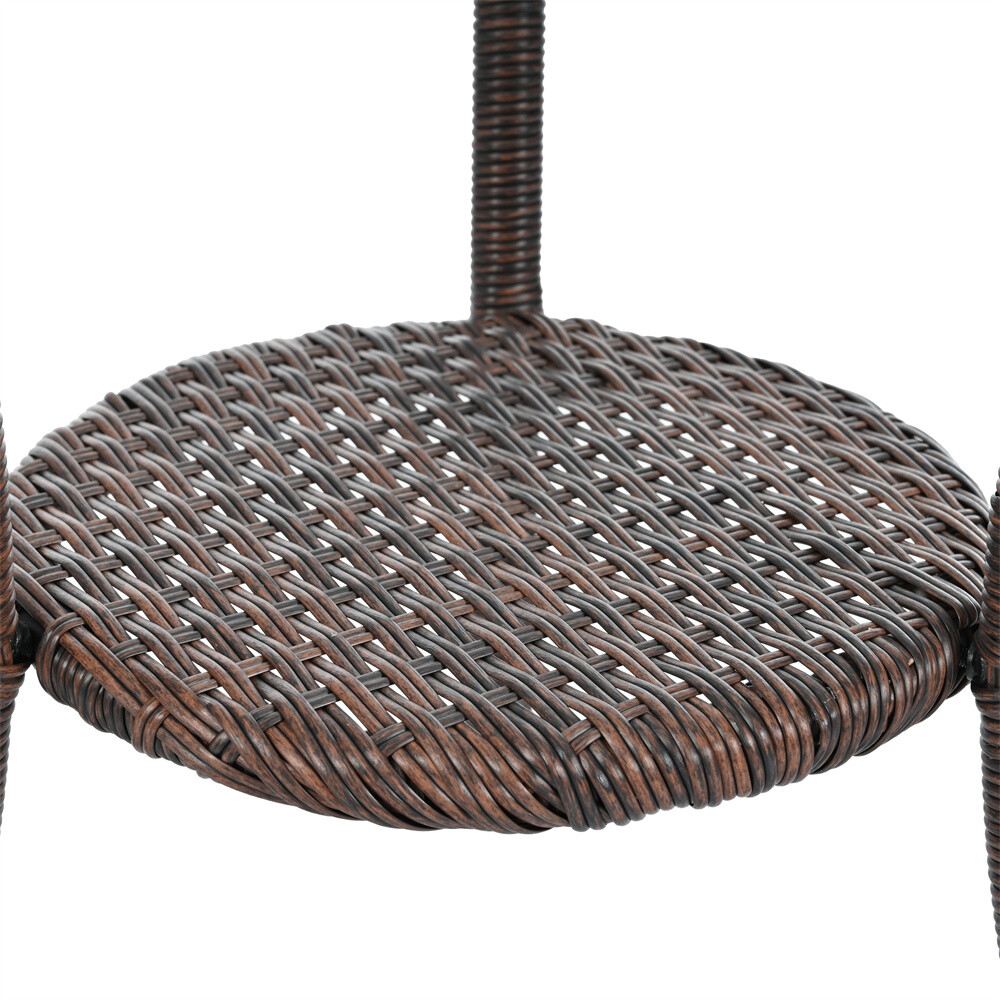 Outdoor Leisure Set 2 Rattan Single Chairs with A Glass Round Table for Patios G