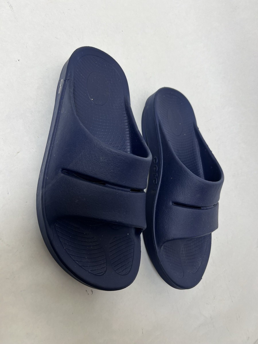 OOFOS Ooahh Slide Recovery Comfort Sport Sandal Navy Blue  display picture 1