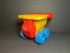 Vintage 1993 Playskool #1054 Yellow Red & Blue Sand Bucket Scooter on Wheels