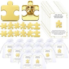Employee Appreciation Gifts Bulk 6 Styles Puzzle Piece Lapel Pins with Thank You
