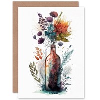 Weinflasche Wildblume Blumen FrüHling Strauß Geburtstagskarte