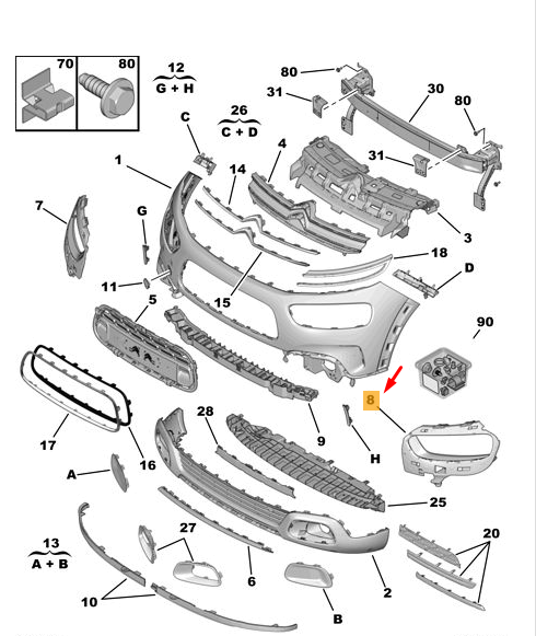 CITRO N C4 CACTUS Front Left Headlamp Trim 98212440XY NEW GENUINE  