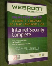 Webroot Security Complete 2025 Key - 3 Yr | 5 Devices –  Email Code (no CD)