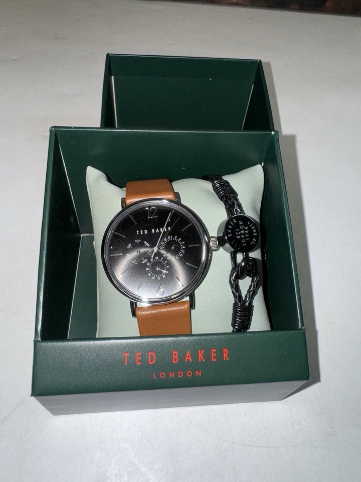 Relógio e pulseira Ted Baker Phylipa Gents cronógrafo de aço inoxidável e couro - Imagem 2 de 4