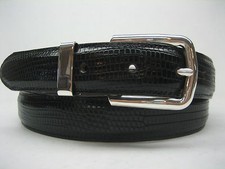 STERLING SILVER 925 SOLID BUCKLE  LOOP,  GENUINE LIZARD BELT 28 MM WIDE U.S.A