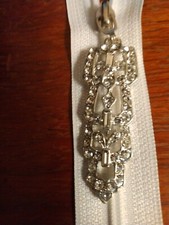 Beautiful CUSTOM MADE rhinestone zipper pull 2 1/4inch long jacket purse etc