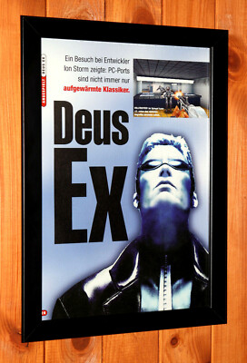 Deus Ex Video Game Playstation 2 PS2 Mini Werbeblatt Gerahmt Poster / Ad Framed