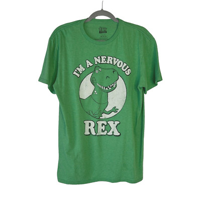 TOY STORY I'm a Nervous Rex T Shirt Mens Medium Green Pixar Movie T-Rex Dinosaur