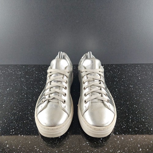 Women’s Moschino Teen Metallic Chrome Leather Sneakers Size EU 36 (Y0112) - Picture 3 of 17