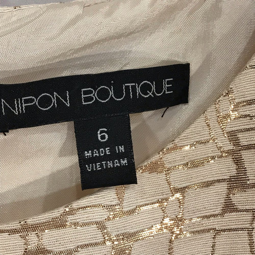 New Nipon Boutique Womens Shift Dress Gold Ivory Metallic Geometric Beads 6 - Picture 9 of 10