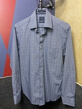 Saddlebred Shirt Mens Small S Blue Plaid Button Up Long Sleeve Pocket Collar