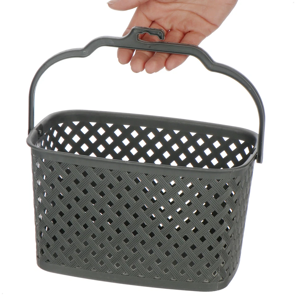 3x Wäscheklammer-Körbchen - Klammerbeutel im Korb-Design - weiß/grau/schwarz - Bild 3 von 4