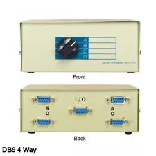 Kentek 4-Way DB9 Female Data Transfer Switch Box RS-232 Serial Printer Device PC