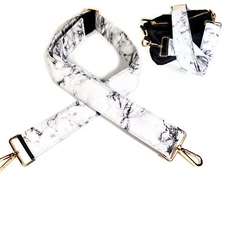 Cross Body White Marble Guitar Style Bag Strap -Marble Guitar Style Bag Strap