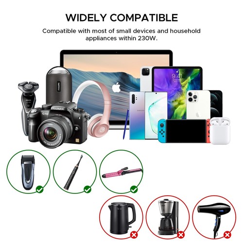 Convertidor de Voltaje 230W Transformador 220V a 110V Reductor, Cargador de Viaje 4 USB - Imagen 3 de 6