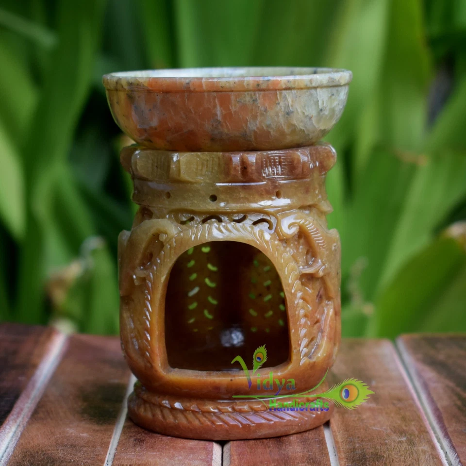 SoapStone Aroma Oil Diffuser Burner Wax Warmer Hand Carved Elephant Design Gift - Image 2 of 4