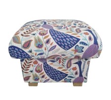 Storage Footstool Fryetts Peacocks Amethyst Fabric Pouffe Footstall Birds Accent