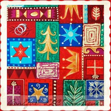 BonEful FABRIC FQ Cotton Quilt Patchwork L Holiday Xmas Tree Gold Star Snowflake
