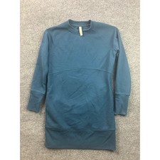 Athleta Coaster Luxe Sweatshirt Women XS Teal Blue Longline Pullover Pockets