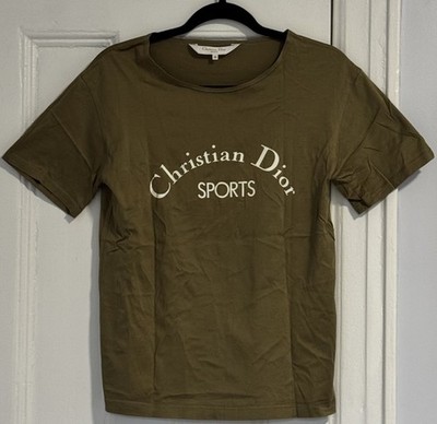 Christian Dior Sports Vintage Big Logo T-Shirt Women s M Green Cotton