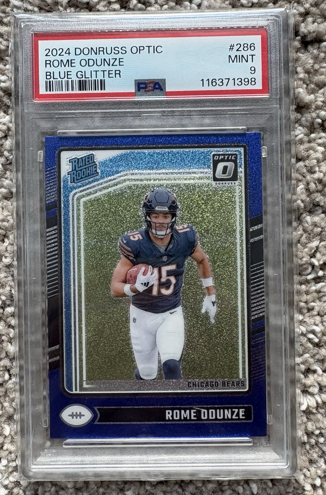 2024 Panini Donruss Optic - Rated Rookie Rome Odunze #286 Blue Glitter Prizm