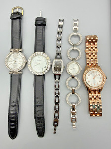 LOT of 5 - Assorted Women's Vintage Costume & Fashion Watches - Crystals READ