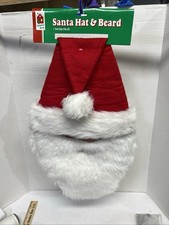 Santa Claus Hat  Beard Christmas Santa Costume White Beard
