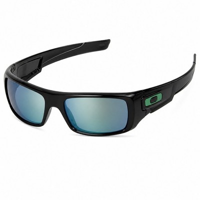 Oakley Sport Wrap Sunglasses Black Frame Blue Mirror Lens