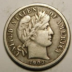 1903 O Barber Dime 90% Silver F-VF  "Actual Coin Pictured - Not Cleaned"