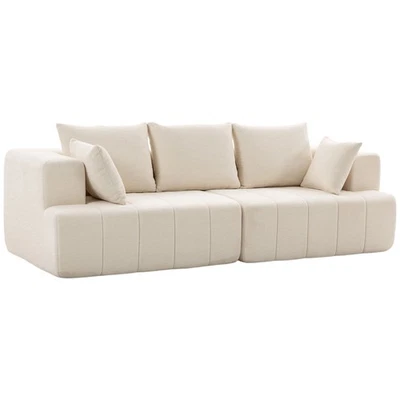 HOMCOM Canapé 3 places 248 x 104 x 87 cm Beige - Photo 1/4
