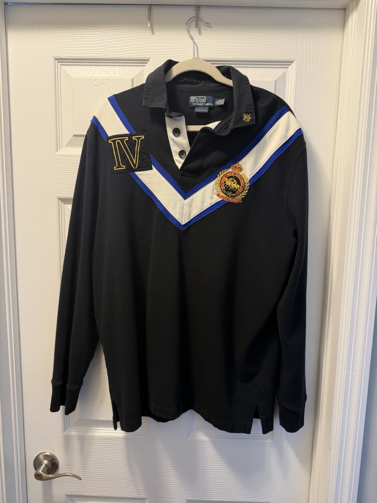 Polo Ralph Lauren Shirt Mens XL Snow Polo Challenge Cup Rugby Patches Vintage