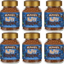 Beanies Coffee Nutty Hazelnut Flavour Instant Coffee - 50g (Pack of 6)