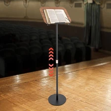 31.5-56" Adjustable Metal Book Stand Wood Floor Standing Book Holder For Reading