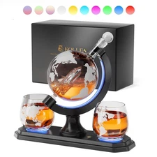 Gifts for Men Dad Christmas, Globe Whiskey Decanter Set with Space Rocket Ins...