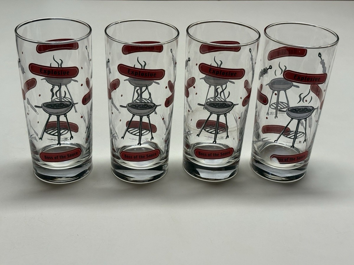 Vintage Set of 4 All American BBQ/Grilling Theme Glasses, 14 oz. Summertime  Fun! | eBay